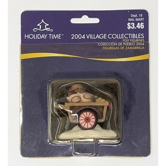 2004 Holiday Time Village Collectibles Christmas Cookies Cart - New