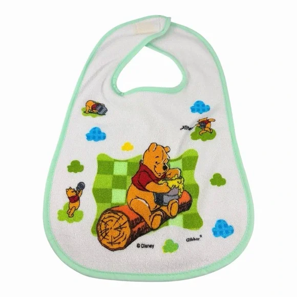 Vintage Classic Disney Winnie the Pooh Green Baby Bib‎ 90s