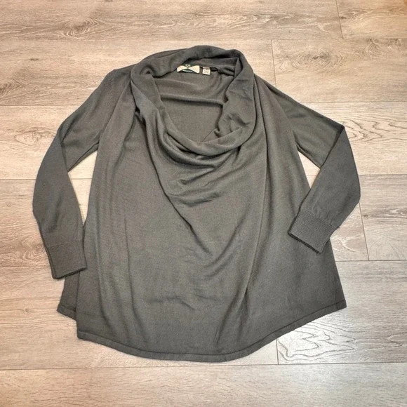 525 America Gray Cowl‎ Neck Long Sleeve Sweater Womens Medium M Drape