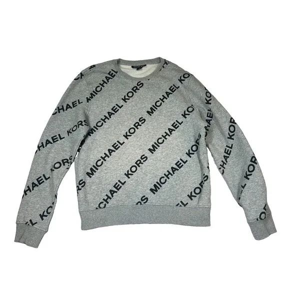 Michael Kors Women’s Gray Logo Print Crewneck Sweatshirt Pullover Size M