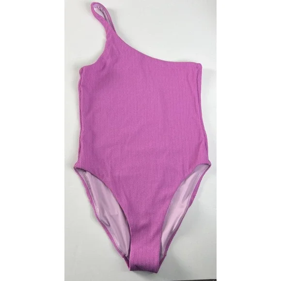 Wolford Swimsuit Size Medium One-Piece One Shoulder Textured Luxury‎ Orchid D22