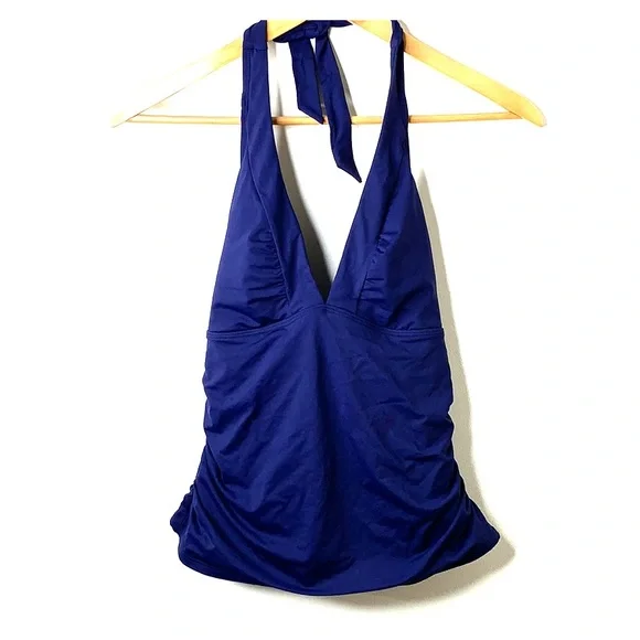 Athleta Halter Tie and V Neck Tankini Navy Blue
