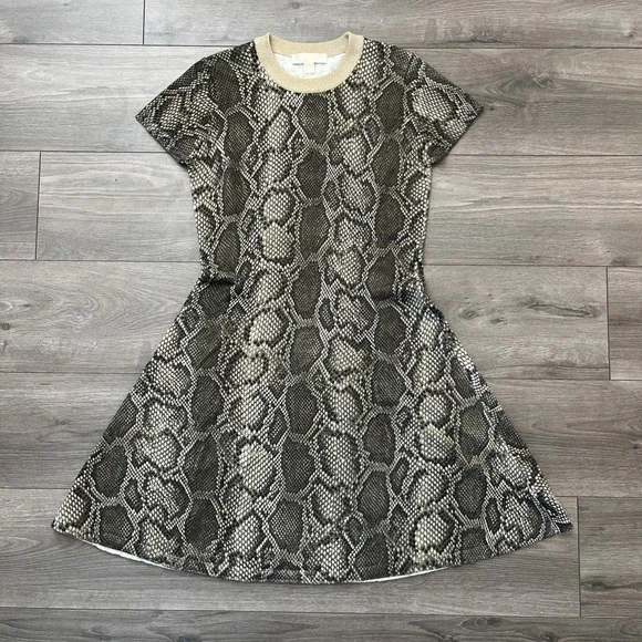 Michael Kors Womens M Snakeskin Fit & Flare Dress Womens Short Sleeve A-Line
