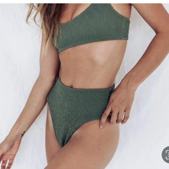 Wanderlust Textured Bikini Set Olive Size Small