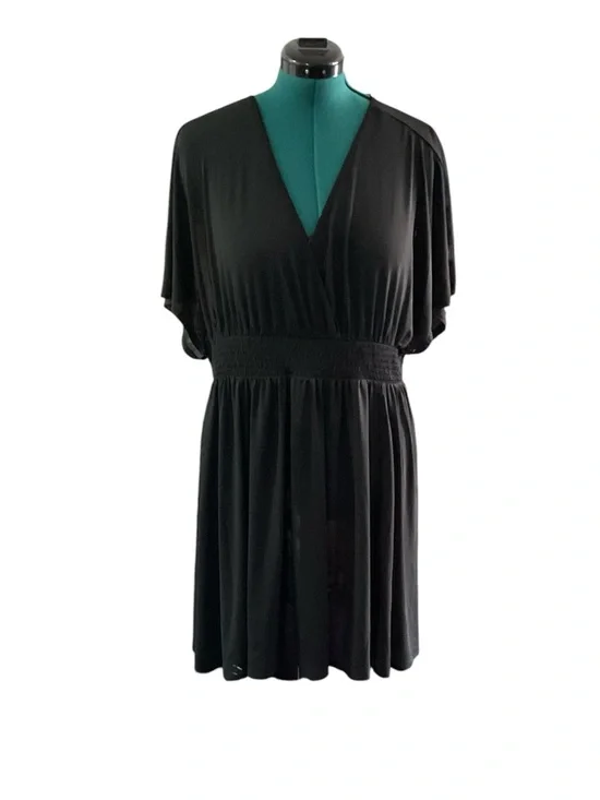 torrid Black V‑Neck Swim Coverup with Smocked Waist