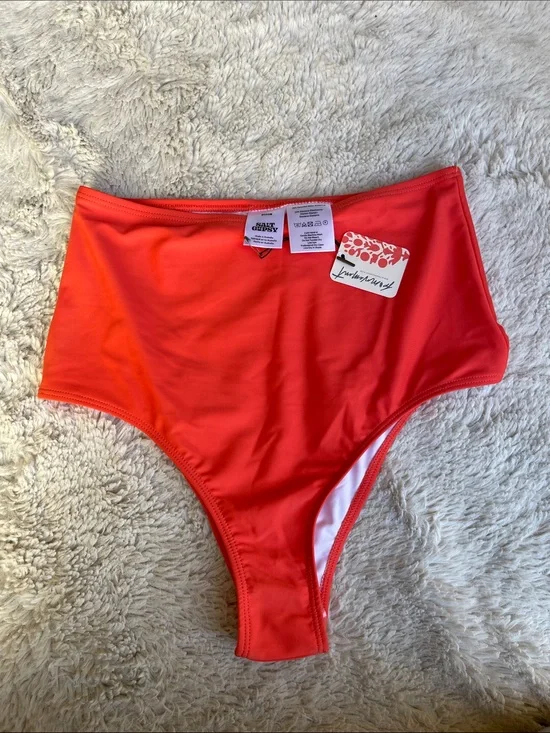 Free People Salt Gypsy High-Rise Bikini Bottom in Coral Papaya Size M
