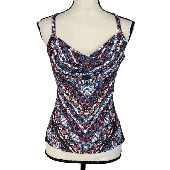 Athleta SZ 36 B/C Marrakesh Twister Tankini Swim Top Criss-Cross Straps Padded