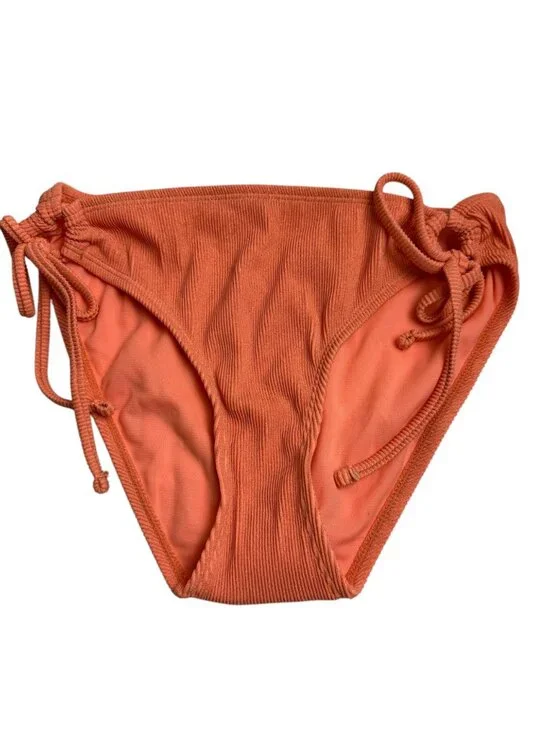 Salt + Cove NEW Bikini Bottom Juniors Lrg Peach Metallic Ribbed Beach Resortwear