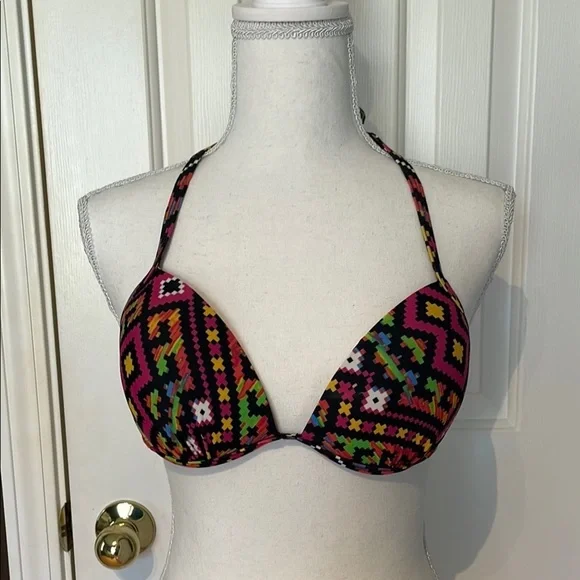 Xhilaration Colorful Geometric Bikini Top