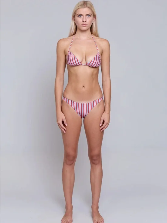 acacia Waikaloa Bikini Bottoms in Zenny Red & White Striped - M