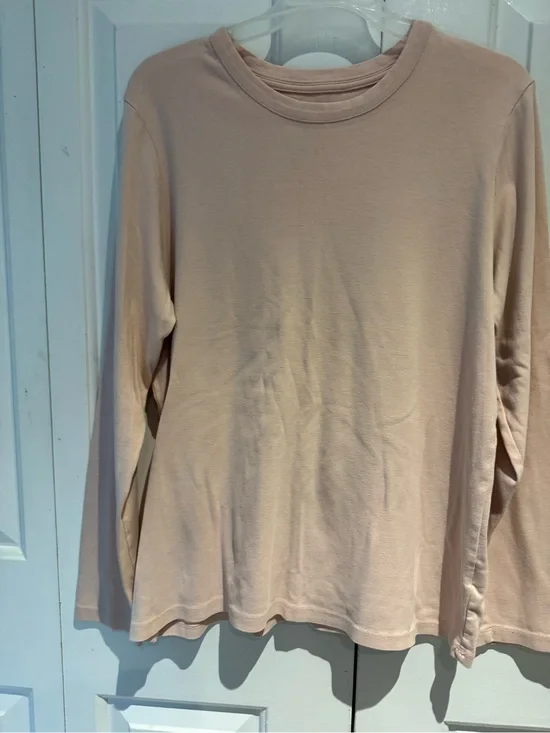 Lands' End Long-Sleeve Crewneck Top in Light Blush