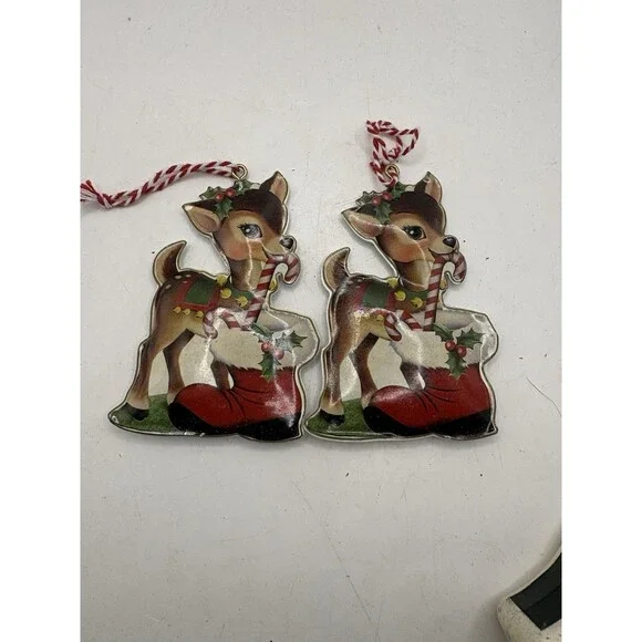 Two Christmas Shoppe Retro Reindeer Ornaments 4