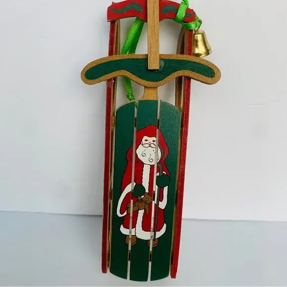 1992 Kurt Adler Wood Sleigh Ornament