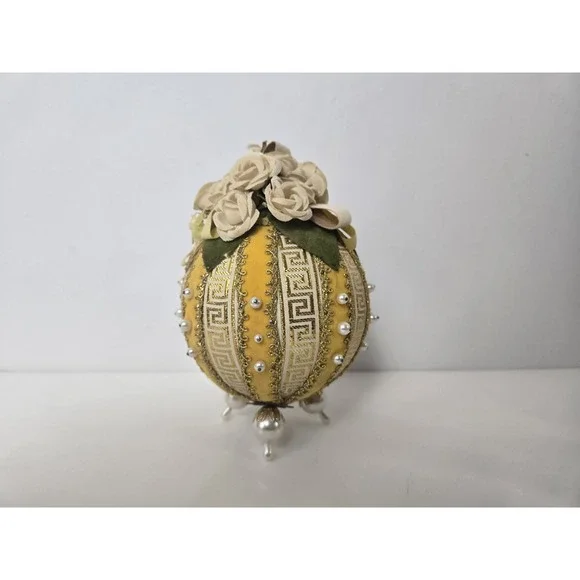 Vintage Christmas ornament push pin satin styrofoam ball large size rose