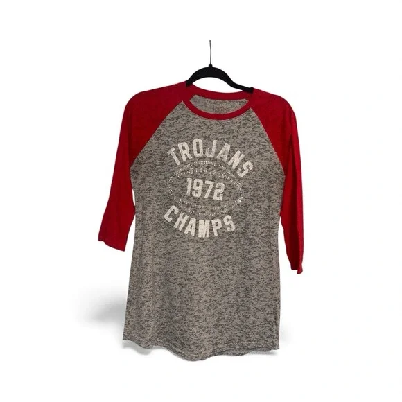 USC Trojans 3/4 Sleeve T Shirt Women's Large‎ Red/ Gray