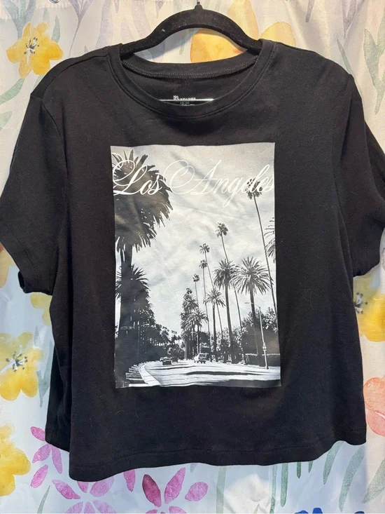 Black Los Angeles Photo Crop Tee