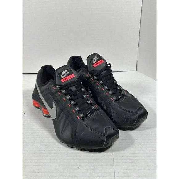 Nike Shox Junior Black Metallic Silver Red Running Shoes 454339-016 Womens 9.5