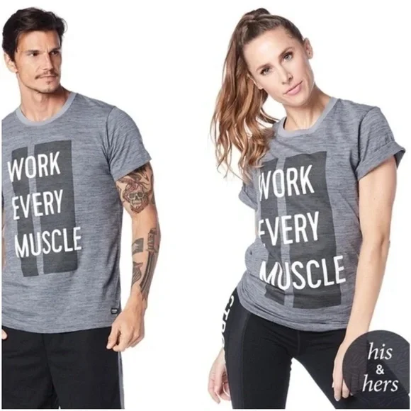 Zumba Fitness Strong Nation Work Out Shirt Unisex Grey Medium Dri Fit NwT