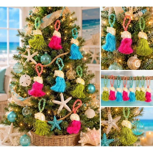 Lot 8 Handmade Shell Tassel Ornaments Coastal Beach Christmas Tree Decor‎ 7