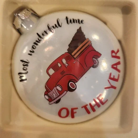Red Farm Truck Christmas Ornament Most Wonderful Time Of The Year 4