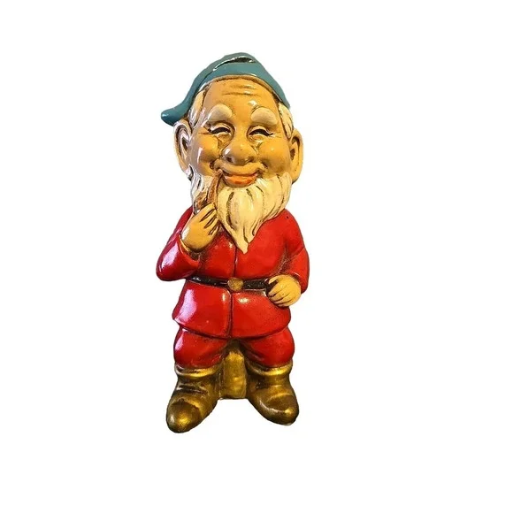 Vintage‎ Elf Gnome Dwarf w/Pipe Paper Mache Figurine Japan Handpainted 5