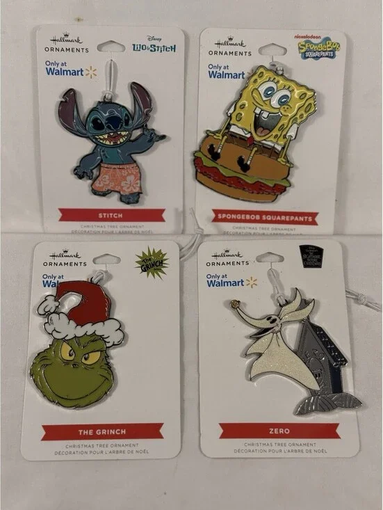Hallmark Disney Warner Bros Metal Christmas Ornaments Lot of 4 NEW