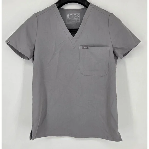 FIGS Women's Size XS Catarina‎ Light Gray Scrub Top Medical Dental  FW1000