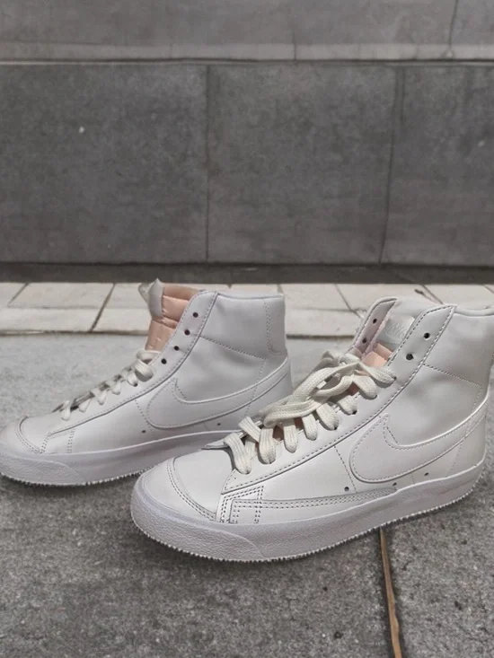 Nike Blazer Mid '77 Triple White Leather High Top Sneakers - Women's 8.5