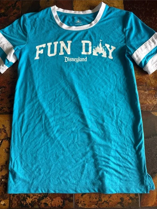 Disney Turquoise 'FUN DAY' Ringer Tee with White Trim (1012)