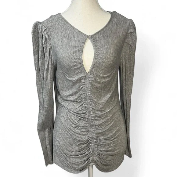 ByDesign Gray Ruched long sleeve Top Medium‎