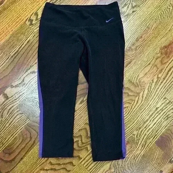 Nike Dri-Fit Black and Purple Leggings Size S Small