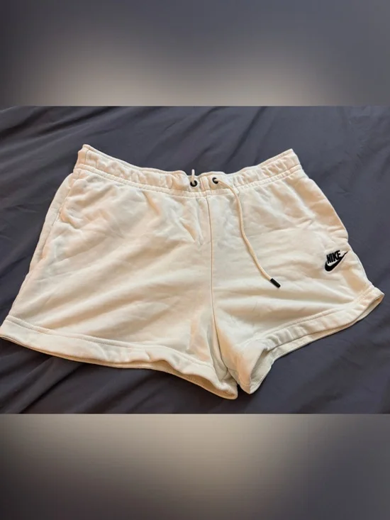 Nike White Women’s Athletic Shorts with Black Swoosh