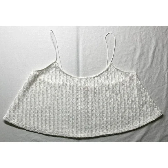 Mi Ami Crop Cami Textured Stretch White Sleeveless Women's Top Size M