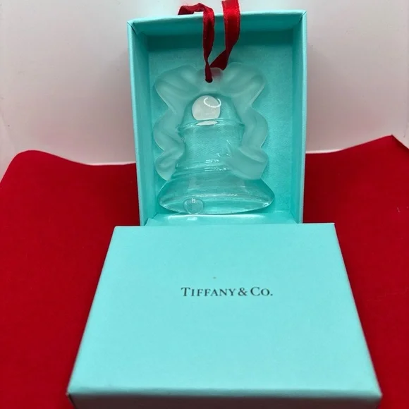 Tiffany & Co. Frosted Crystal Glass Bell Christmas Ornament 1996 Made in Germany