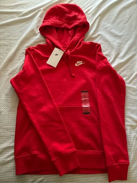 Nike Red Pullover Hoodie with White Logo