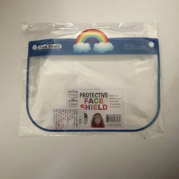 Boys Blue Rainbow Design Protective Kid's‎ Reusable Transparent Full Face Shield