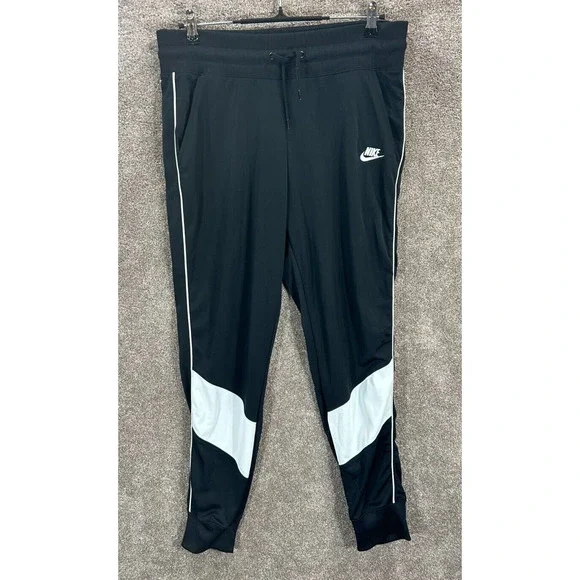 Nike Joggers Womens Large Black White Actual 33X28‎ HeritageTrack Pants