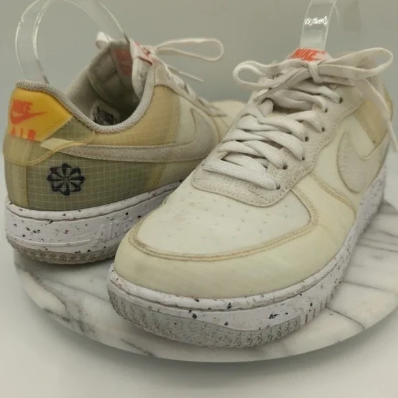 Nike Air Force 1 Shoes Woman's 8.5 White Low Crater Move to Zero White Orange‎