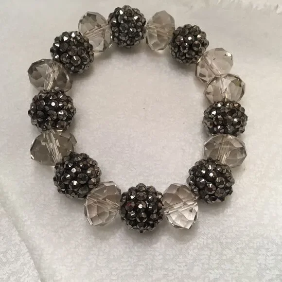 Faceted Acrylic Crystal and Caviar Beads Bracelet