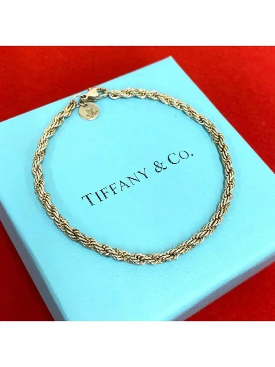Tiffany & Co Vintage Twisted Rope Bracelet Silver Yellow Gold