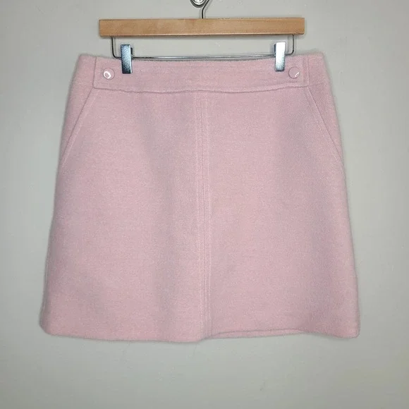 Tory Burch Womens Size 14 Pink Wool Blend Mini Skirt Button Pockets Retro