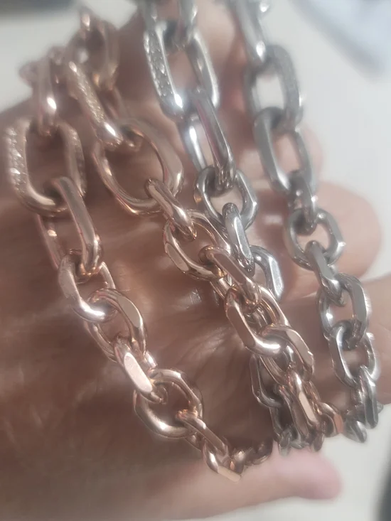 Dual-Tone Link Chain Bracelet Set — Rose Gold & Silver