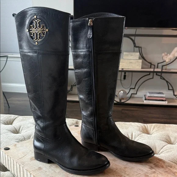 Tory Burch Women’s 6 Black Leather Riding Boots‎