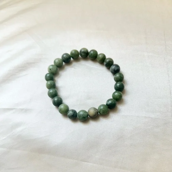 New: 8mm Handmade Green Jade Natural Crystal Bead Bracelet