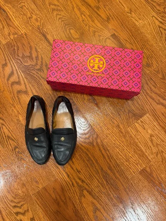 Tory Burch Ballet Loafers Black Leather Size 6