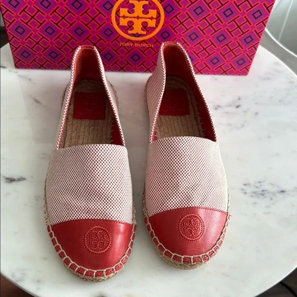 Tory Burch Color Block Flat Espadilles , US 8 Canvas/Nappa Leather