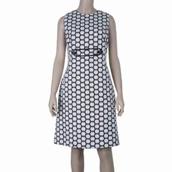 Tory Burch Sleeveless Polka Dot Dress Size 4 Sheath Knee Length 100% Cotton