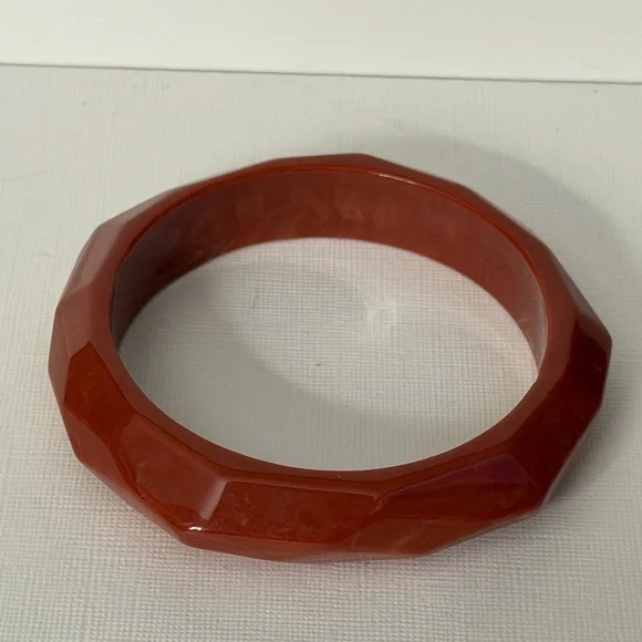 Free People Resin Faceted Red Bangle Bracelet