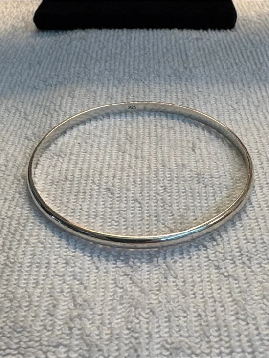 925 Solid Sterling Silver Classic Round Slip-On Bracelet