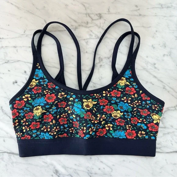 Printed Cross-Back Bra